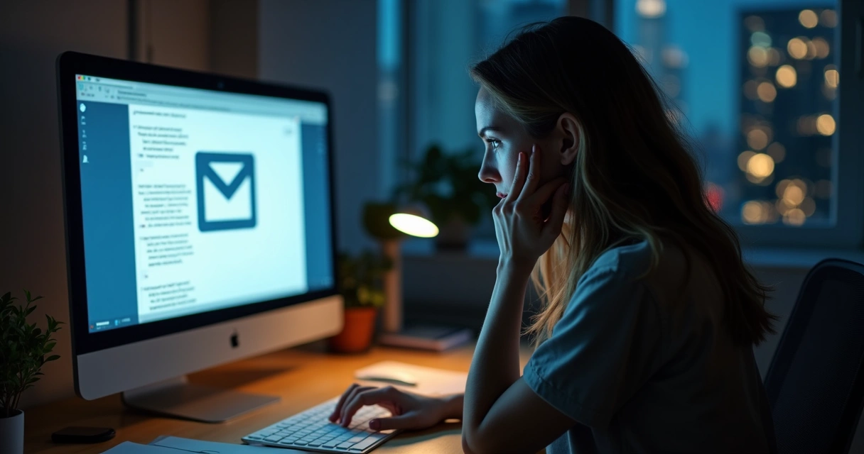 Tela de computador exibindo um e-mail corporativo falso que parece autêntico 