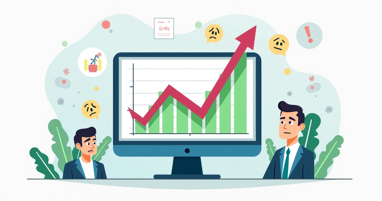 Crescimento abrupto de vendas em gráfico digital 
