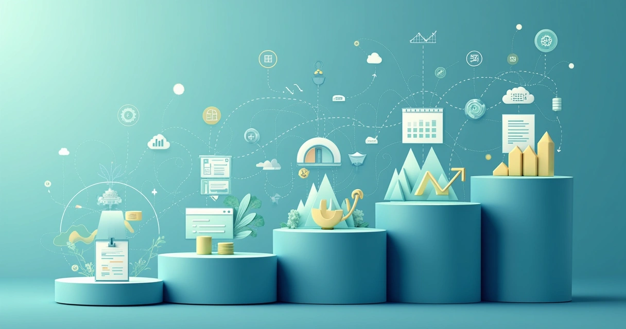 Os quatro pilares da gestão financeira: planejamento, controle, análise e automatização reunidos em um infográfico 