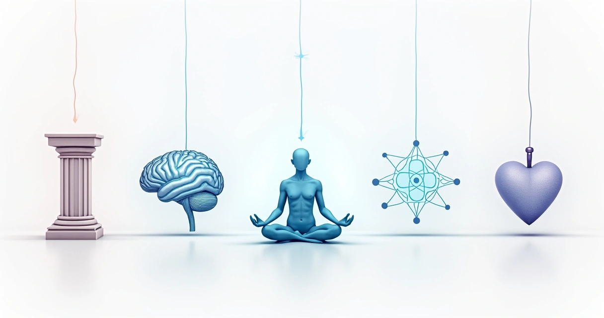 Cinco pilares representados con símbolos conectados.