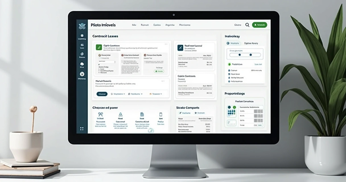 Interface digital da Piloto Imóveis gerenciando contratos de locação 