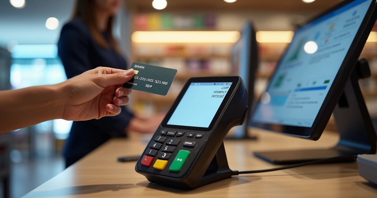 Cliente digitando senha em pinpad integrado ao caixa de loja física 