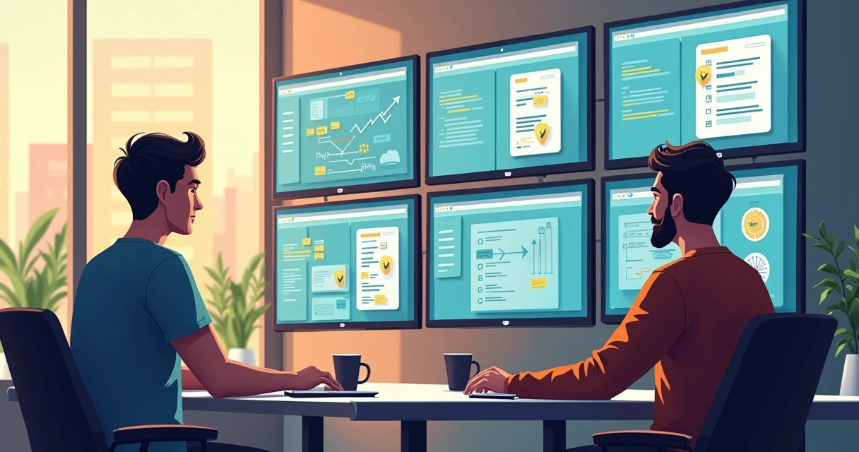 Painel de desenvolvimento mostrando pipeline de testes automatizados