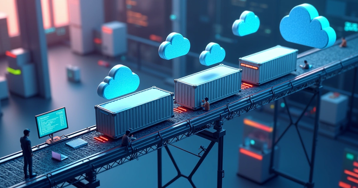 Fluxo visual de pipeline CI/CD com containers 