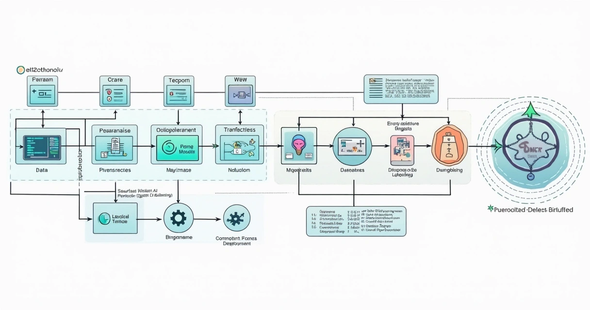 Diagrama colorido mostrando pipeline de dados de IA 