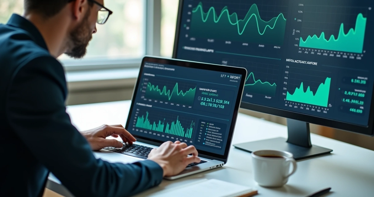 Revenue leader reviewing pipeline health and market signals on a laptop
