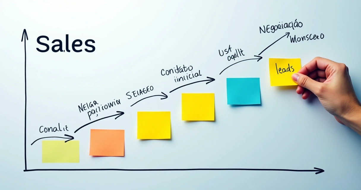 Quadro visual de pipeline personalizado com etapas para negócio B2B 