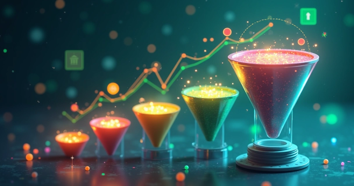 Funil de vendas digital destacando oportunidades recuperadas pela IA. 