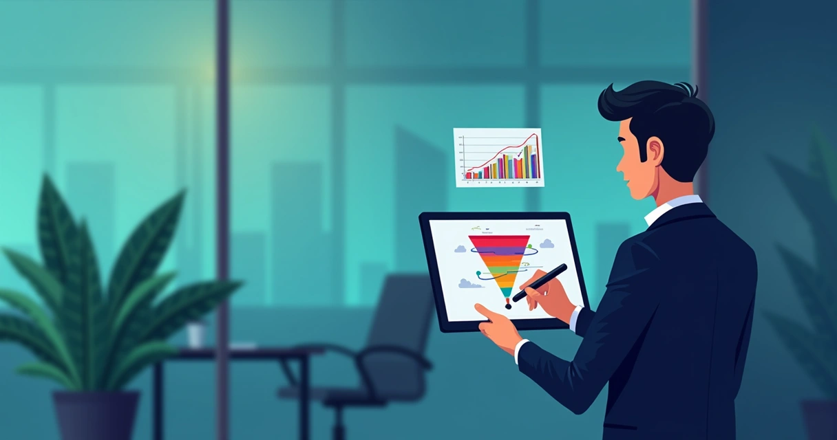 Representante comercial analisando pipeline de vendas no tablet