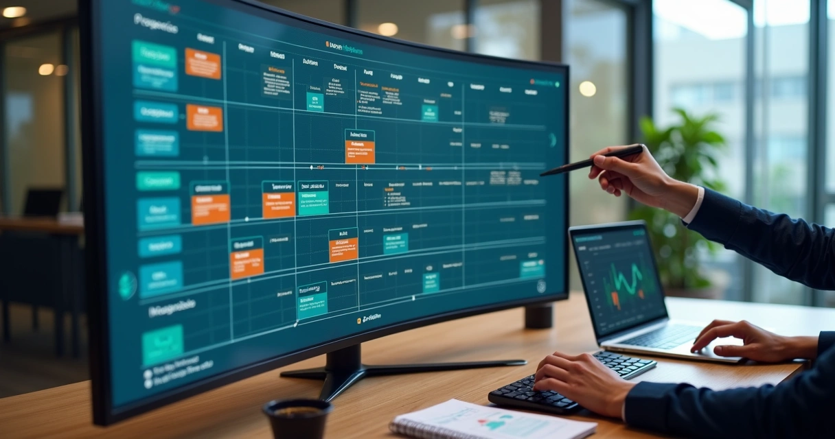 Painel digital estilo kanban mostrando pipeline de vendas integrado com inteligência artificial 