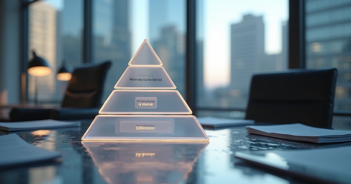 Ilustração da Pirâmide McKinsey em um fundo de escritório moderno 