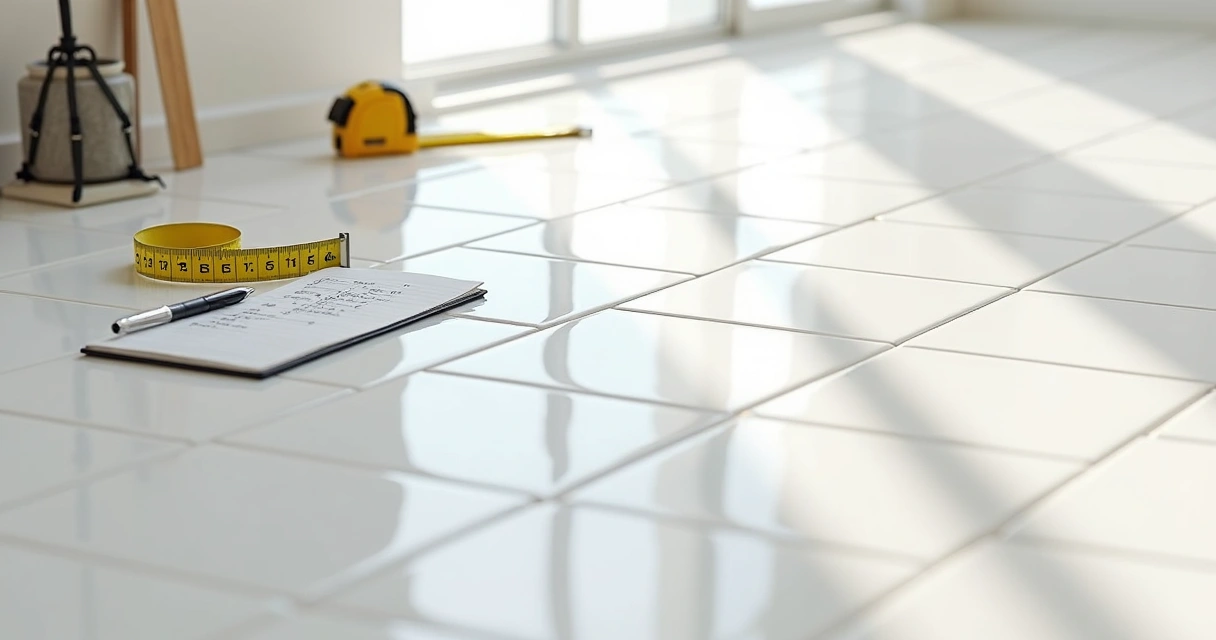 Piso branco com lajotas em losango em ambiente interno 