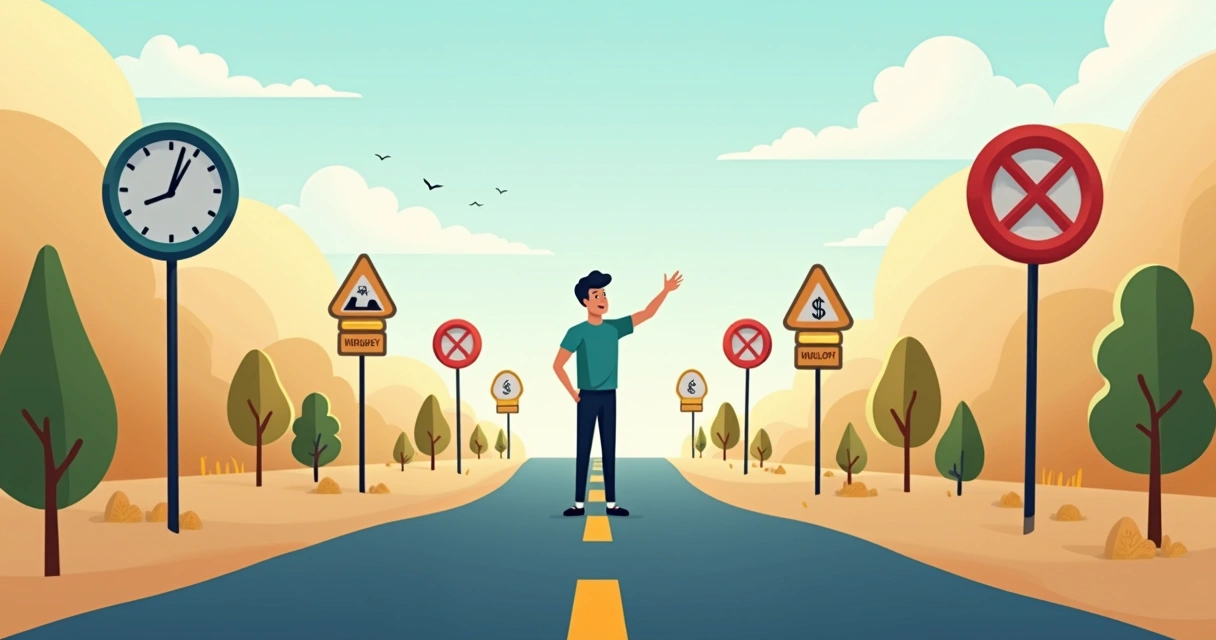 Roadblocks and warning signs on digital hiring path