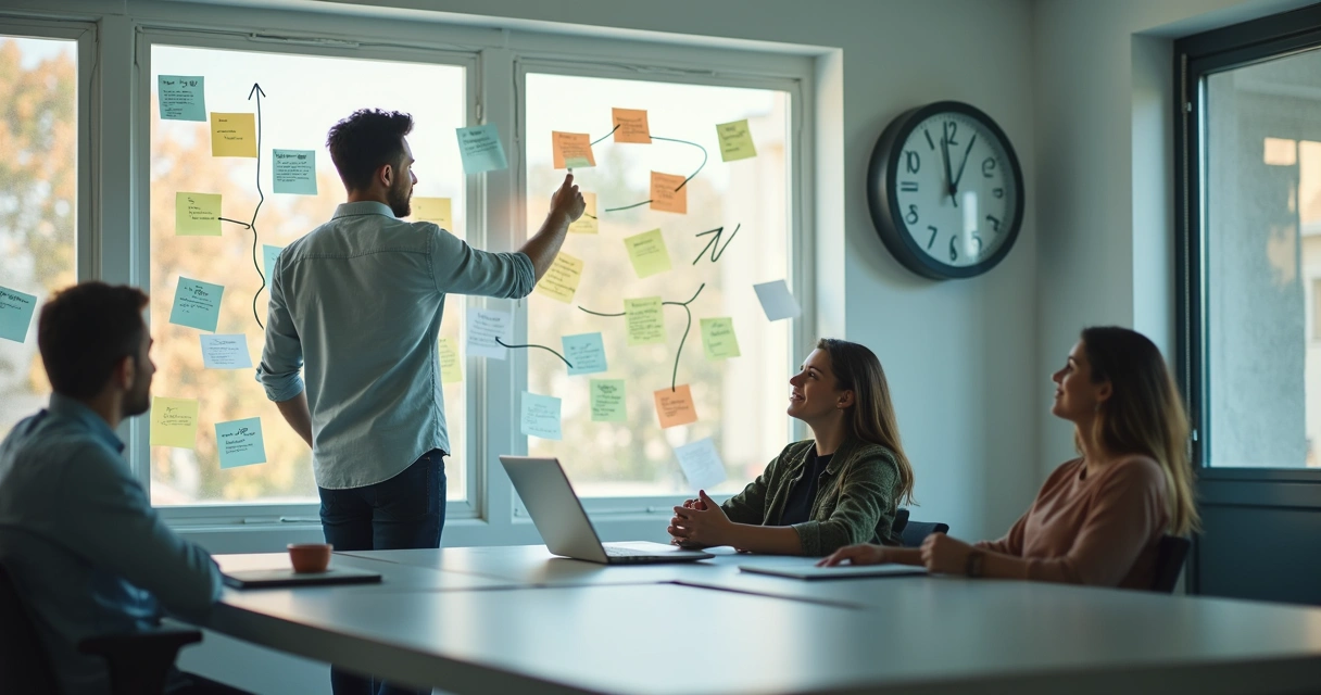 Empreendedor mudando direção em sala de reunião