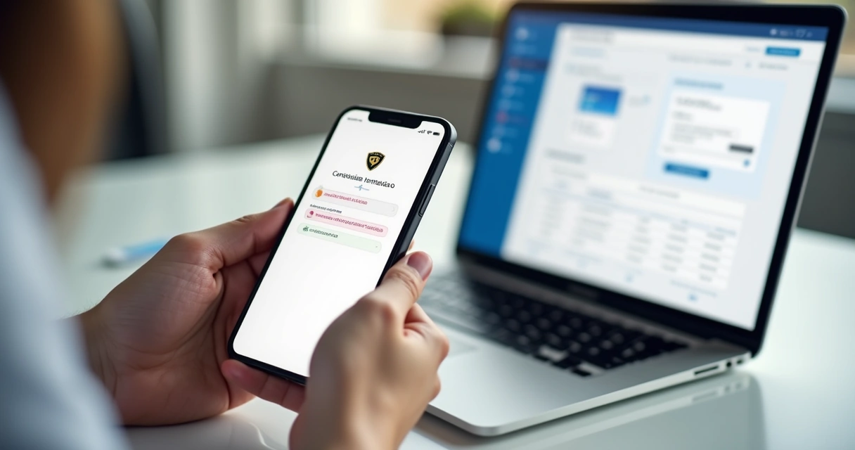 Person holding smartphone app disputing Pix transfer with bank security interface 