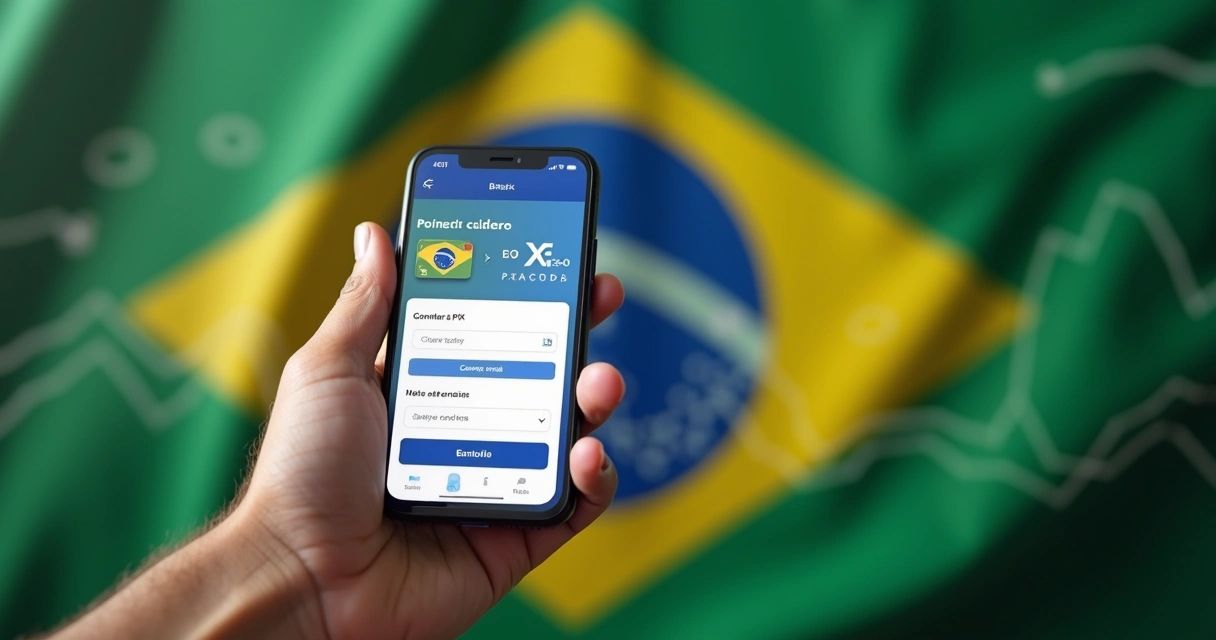 Transação PIX sendo realizada em app brasileiro 