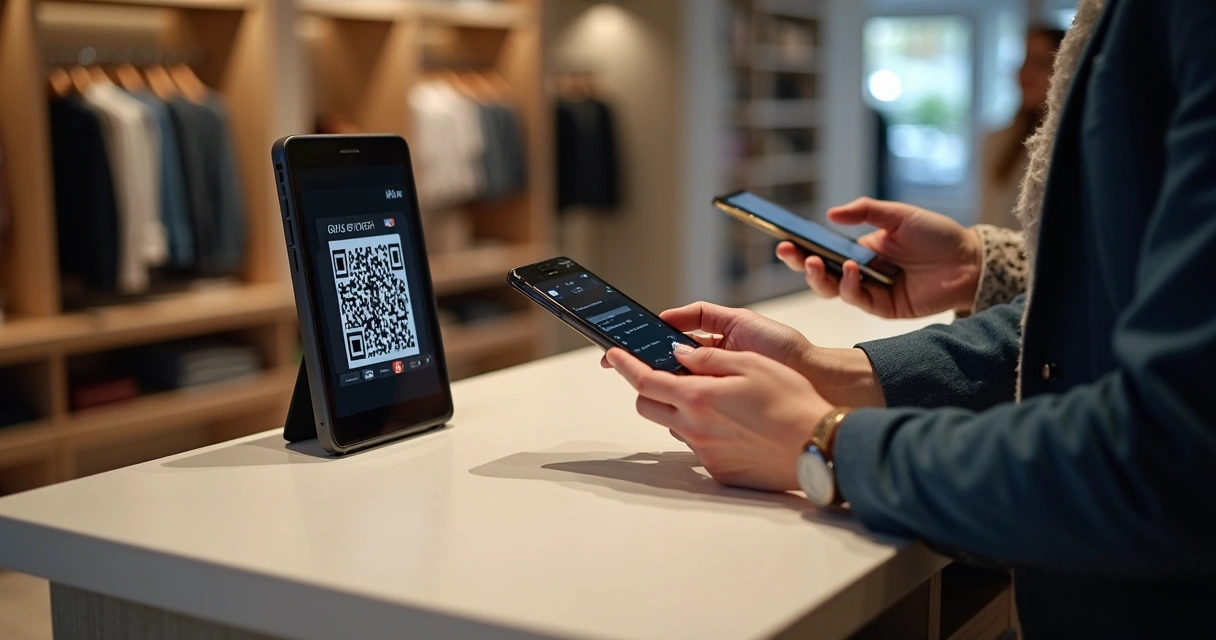 QR Code Pix em balcão de loja de roupas 