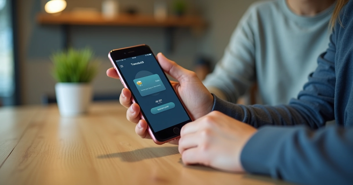 Pessoa usando smartphone com tela de transferência PIX aberta 