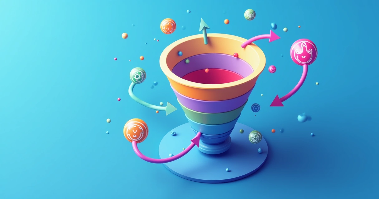 Ilustração de pixel de rastreamento ativando diferentes etapas do funil de vendas 