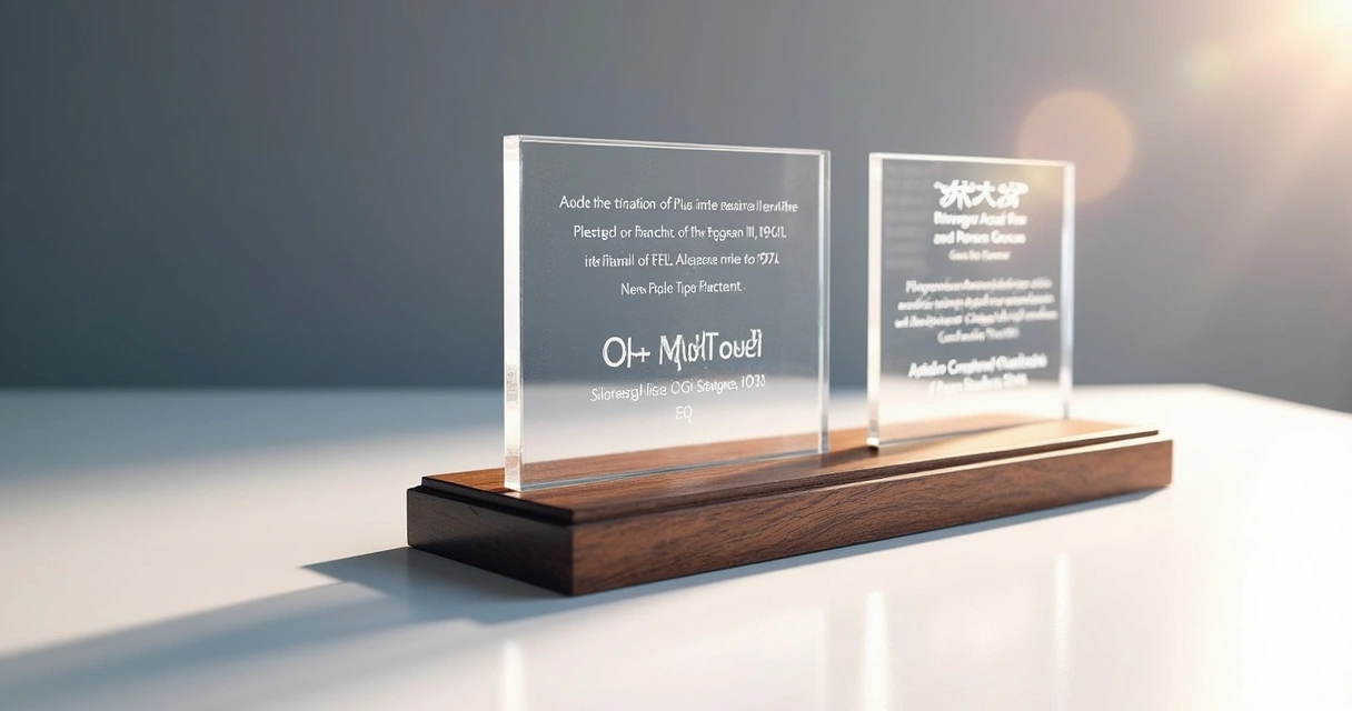 Placa de homenagem 3D acrílico, aço e madeira com camadas 