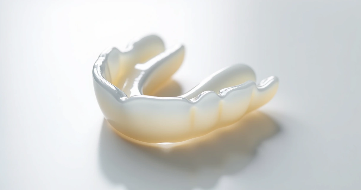 Placa de mordida transparente para tratamento de bruxismo sobre dentes