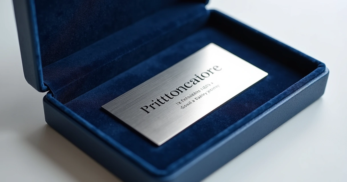 Placa de homenagem retangular aço inox em estojo de veludo 