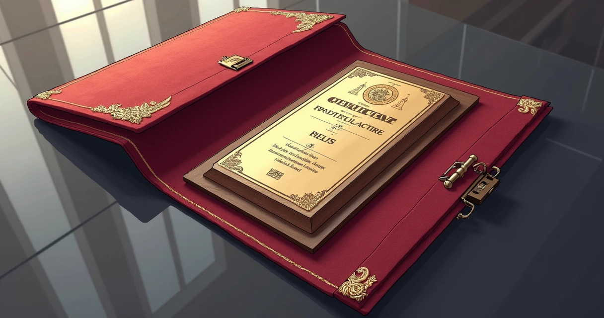 Placa de homenagem grande em estojo de veludo com detalhes executivos 