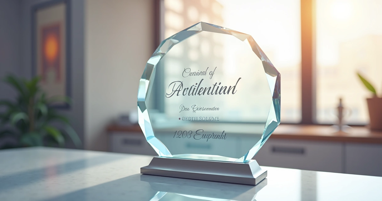 Placa de homenagem em acrílico cristal com gravação personalizada para eventos corporativos 
