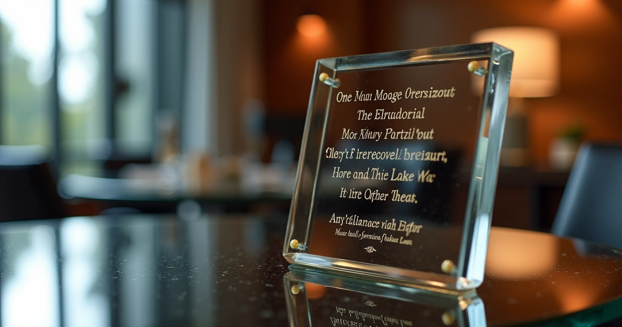 Placa de homenagem personalizada em ambiente corporativo 
