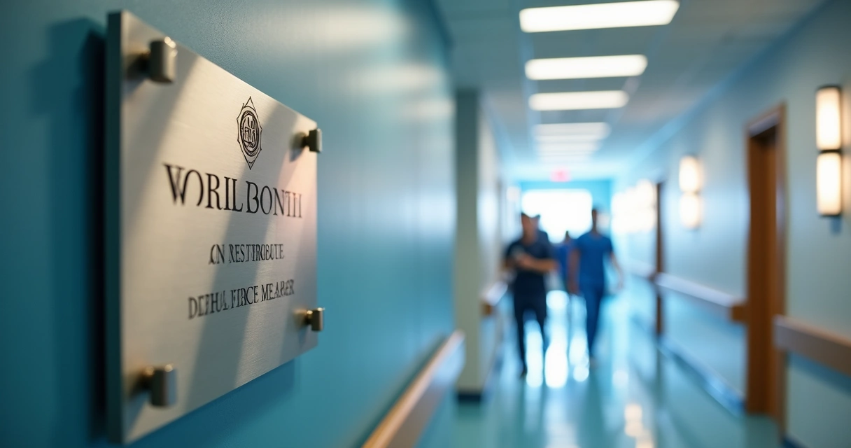 Placa de homenagem personalizada exposta em hospital 