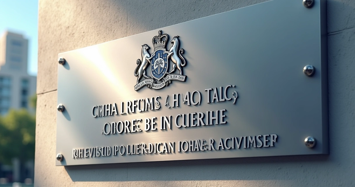 Placa institucional de aço inox com brasão da república 