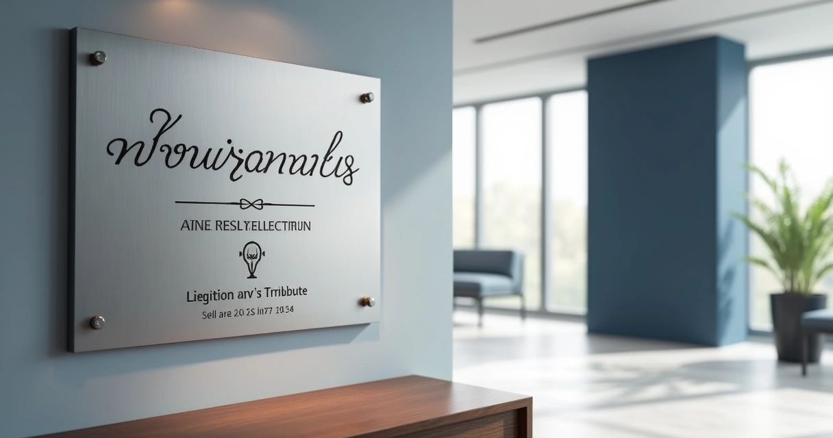 Placa de inox personalizada em ambiente corporativo 