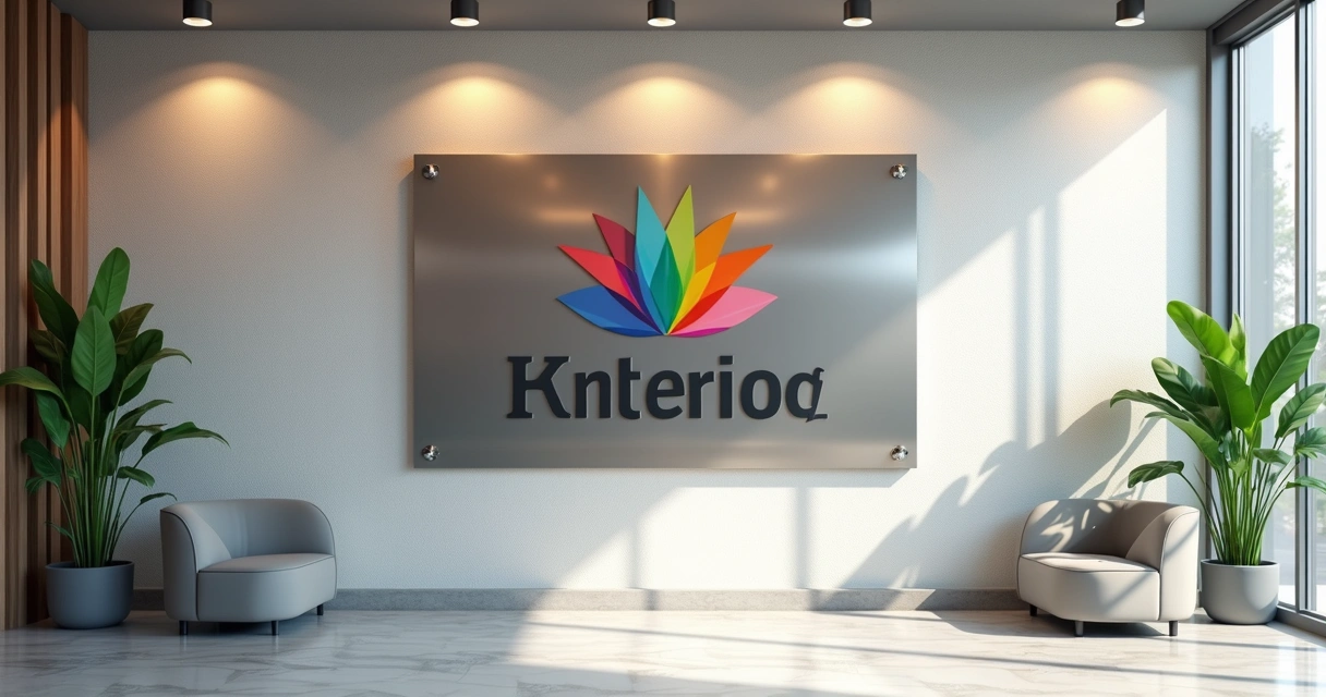 Placa inox corporativa personalizada com logo e texto 