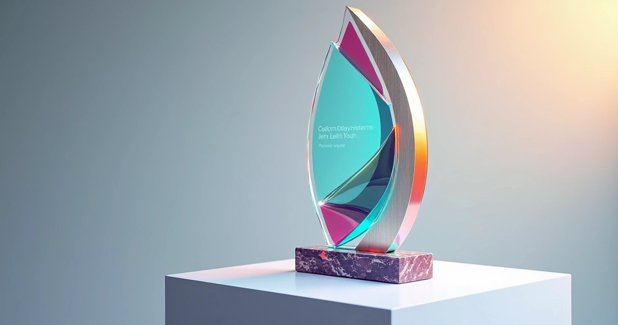 Placa de homenagem personalizada com formato exclusivo para evento 