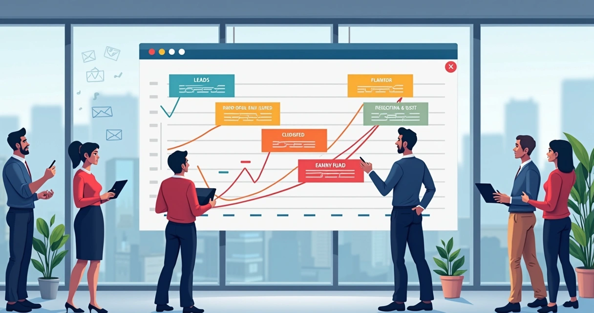 Organização do pipeline de vendas digital no quadro