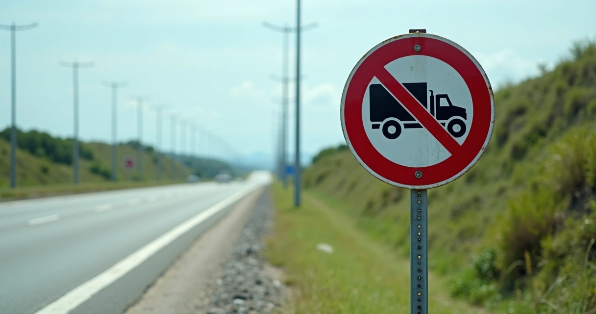 Placa de trânsito sinalizando controle de peso para caminhões 