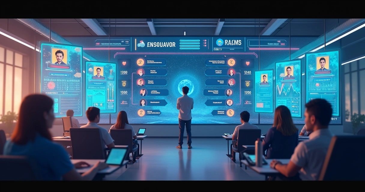 Placar digital de engajamento de equipe com avatares e conquistas