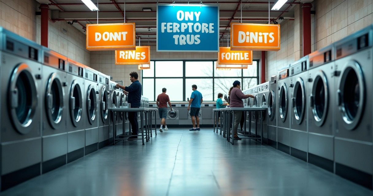 Placas de regras visíveis em lavanderia 