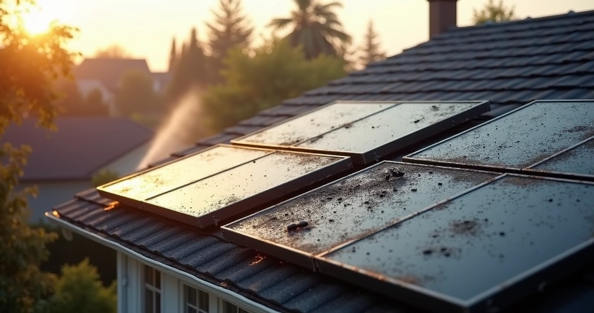 Placas solares em telhado após incêndio 