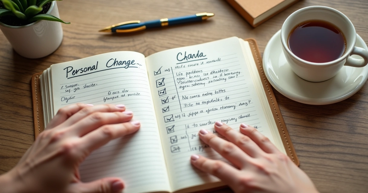 Cuaderno con plan de cambio y reflexión personal