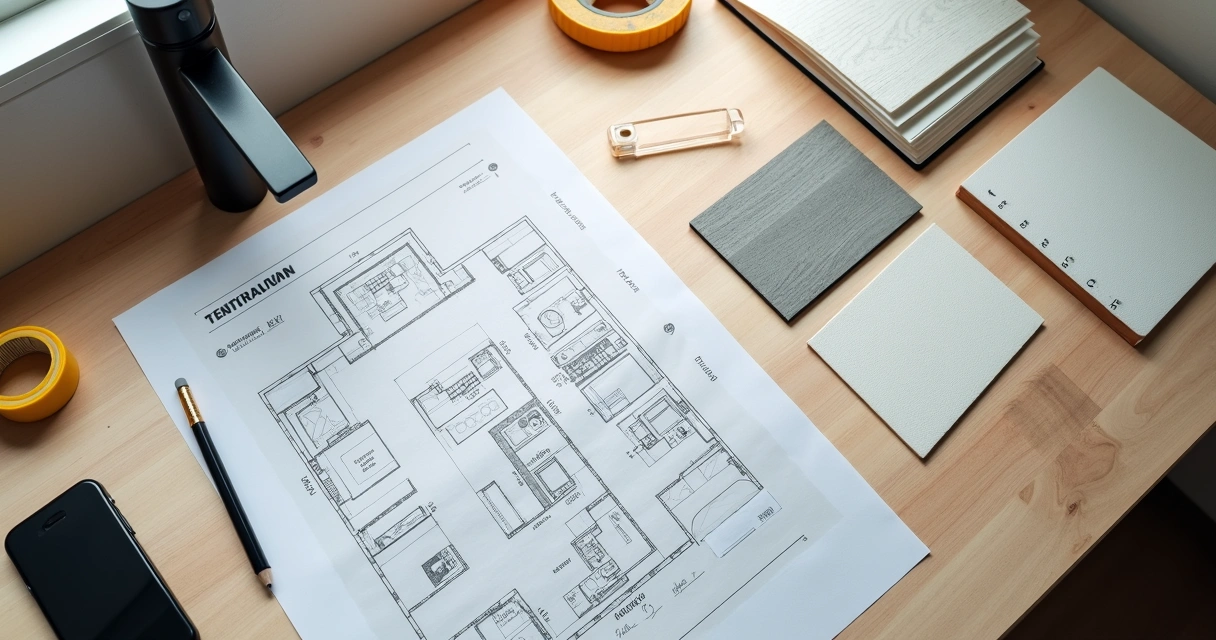 Planta e amostras para renovação de casa de banho