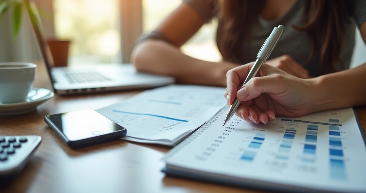 Pessoa anotando despesas e planejando quanto guardar do 13º salário 