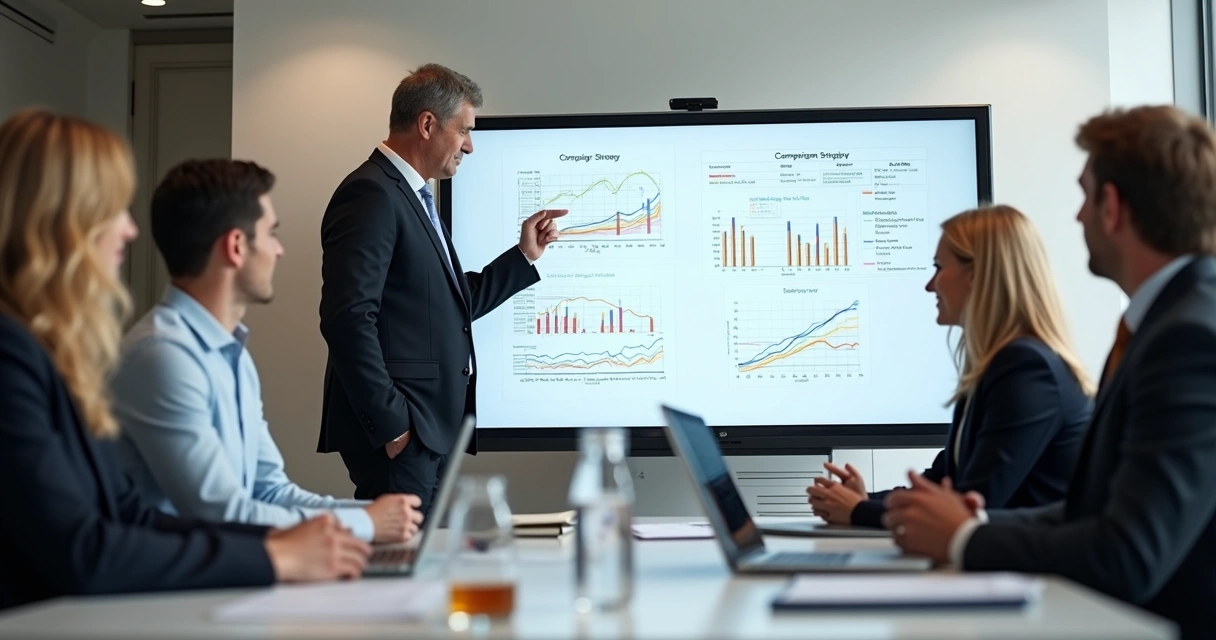 Advogado planejando campanha digital com gráficos