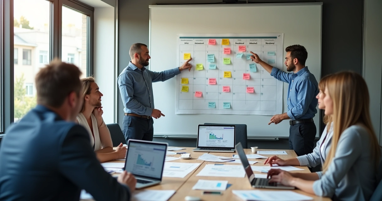 Cronograma visual de planejamento operacional mensal de clube de assinatura 