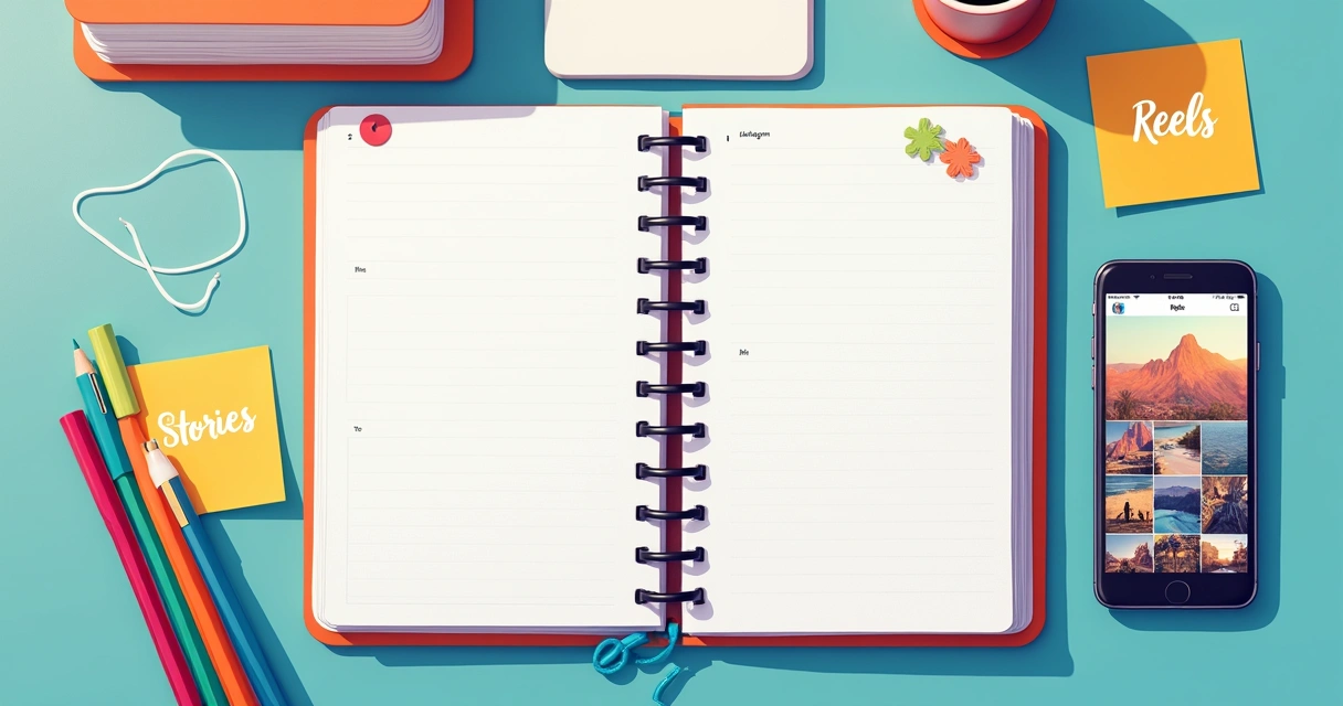 Calendário de postagens com posts, stories e reels no Instagram 