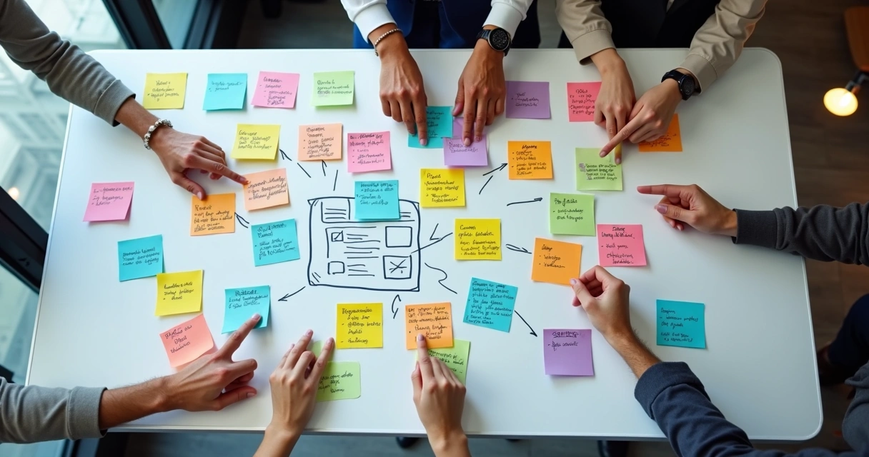 Planejamento de conteúdo LinkedIn B2B em quadro branco 