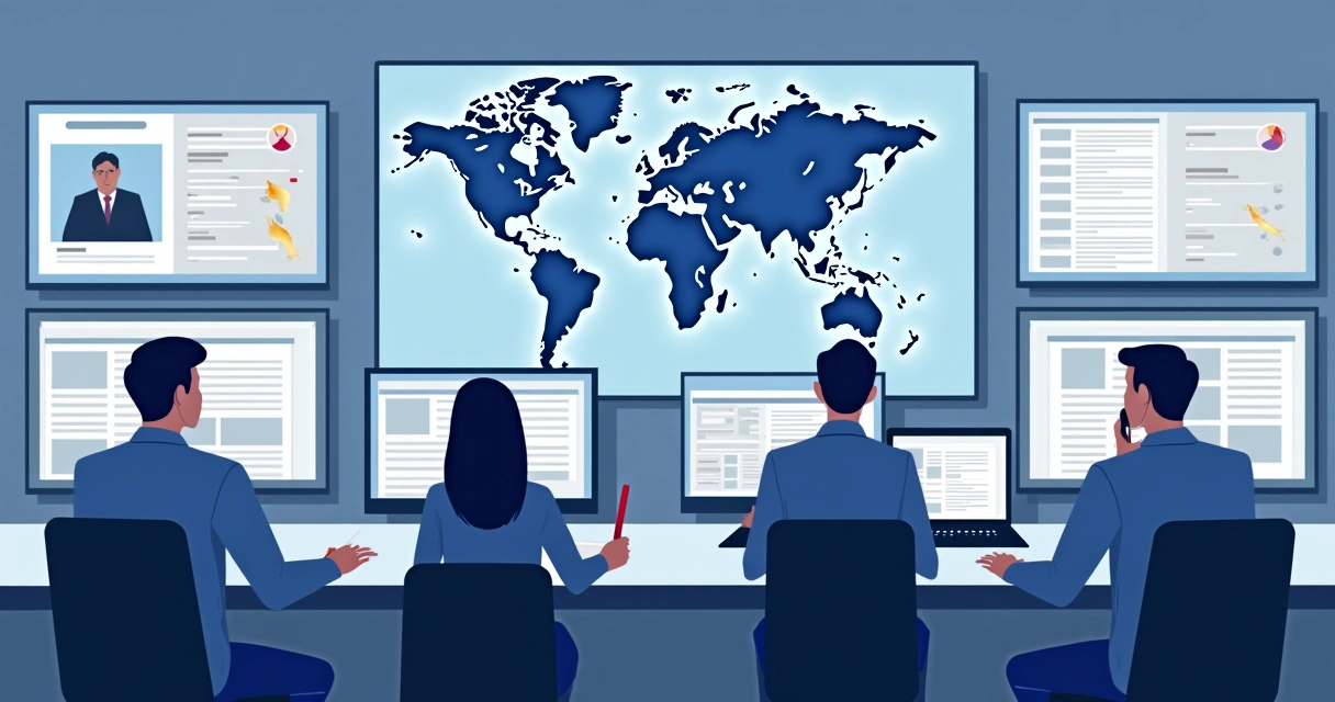 Equipe de comunicação monitorando notícias falsas em tempo real