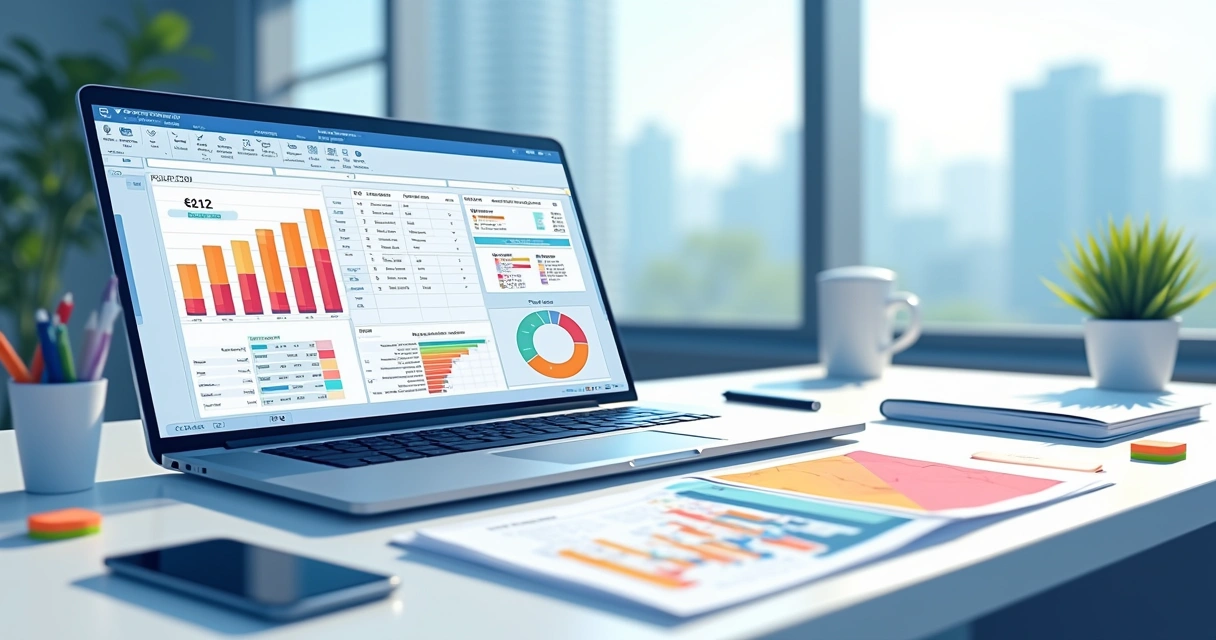 Planilha de custos de projeto aberta em um notebook 