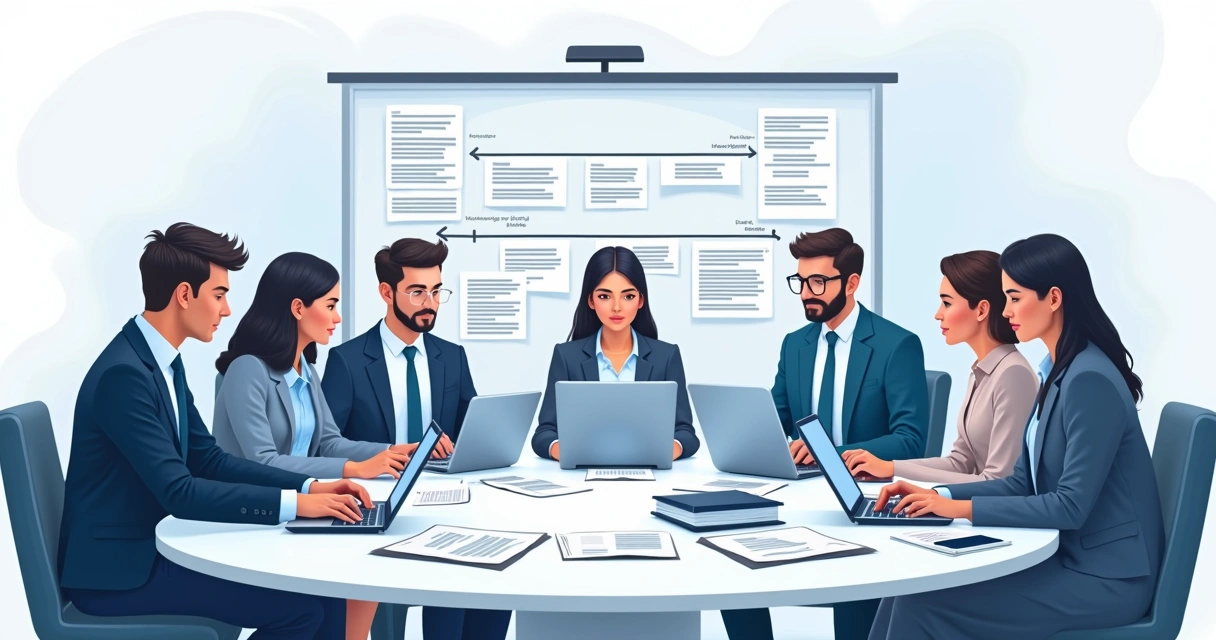 Equipe reunida planejando digitalização em gabinete parlamentar 