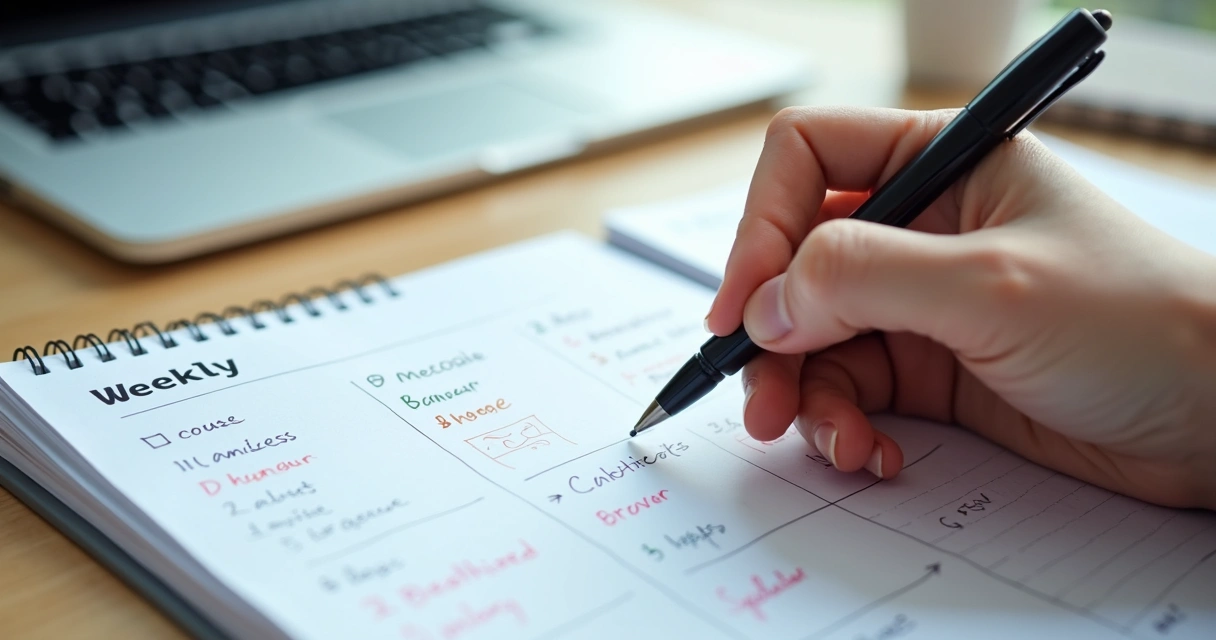 Agenda com planejamento emocional e lista de prioridades 